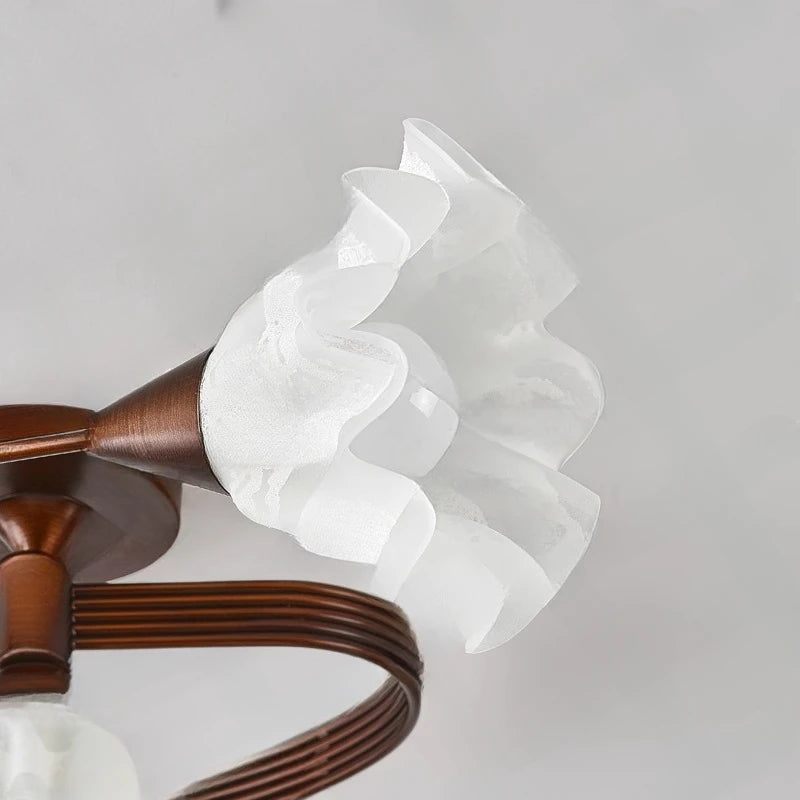 luminaire abatjours floral translucide structure métallique marron blanc décoratif lumières