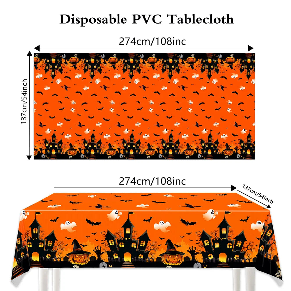 assiettes fantômes halloween citrouilles monstres serviettes gobellets sacs bonbons napkins bannières