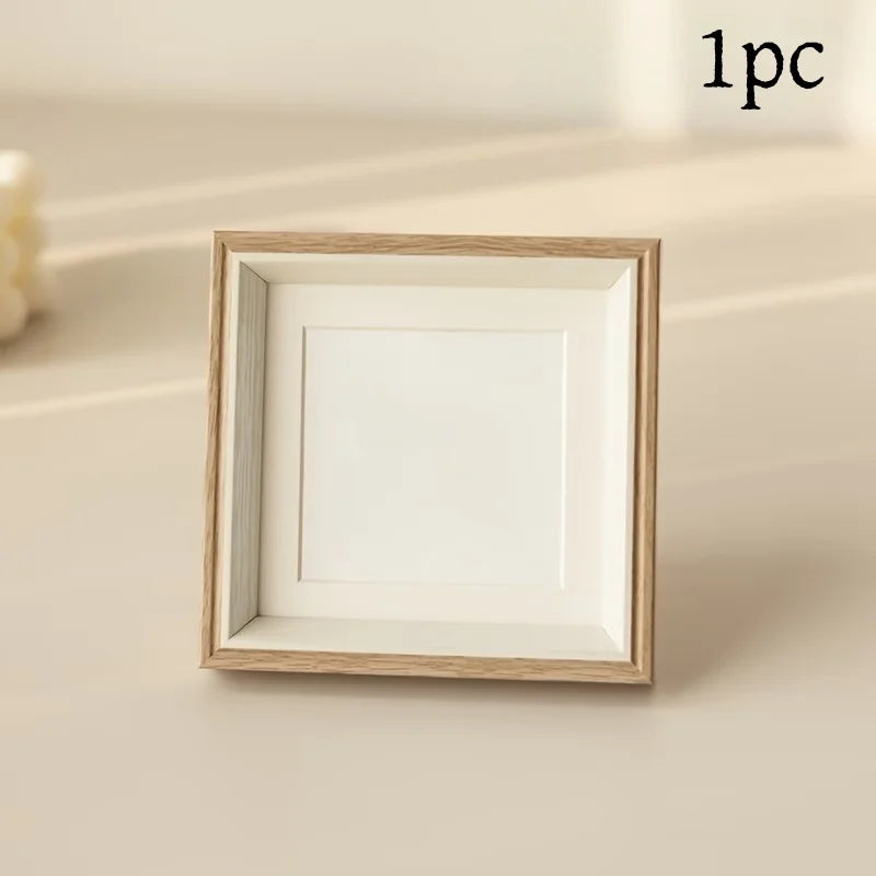 cadres photo carrés miniatures blanc doré rose gris texturés zen transparents 10cm