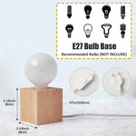 base lampe bois naturel blanc moderne minimaliste fixée E27 câble électrique interrupteur