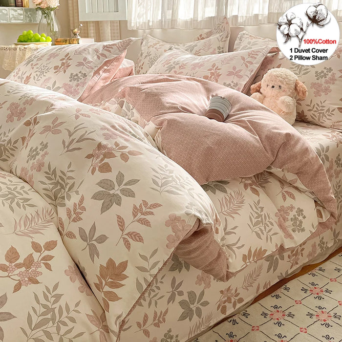 Housse de couette coton floral rose - Ombre Interieur