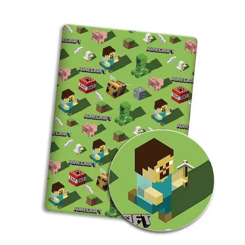 tapis minecraft personnages animaux objets pixel art noir vert bleu blanc jaune rouge adhésif