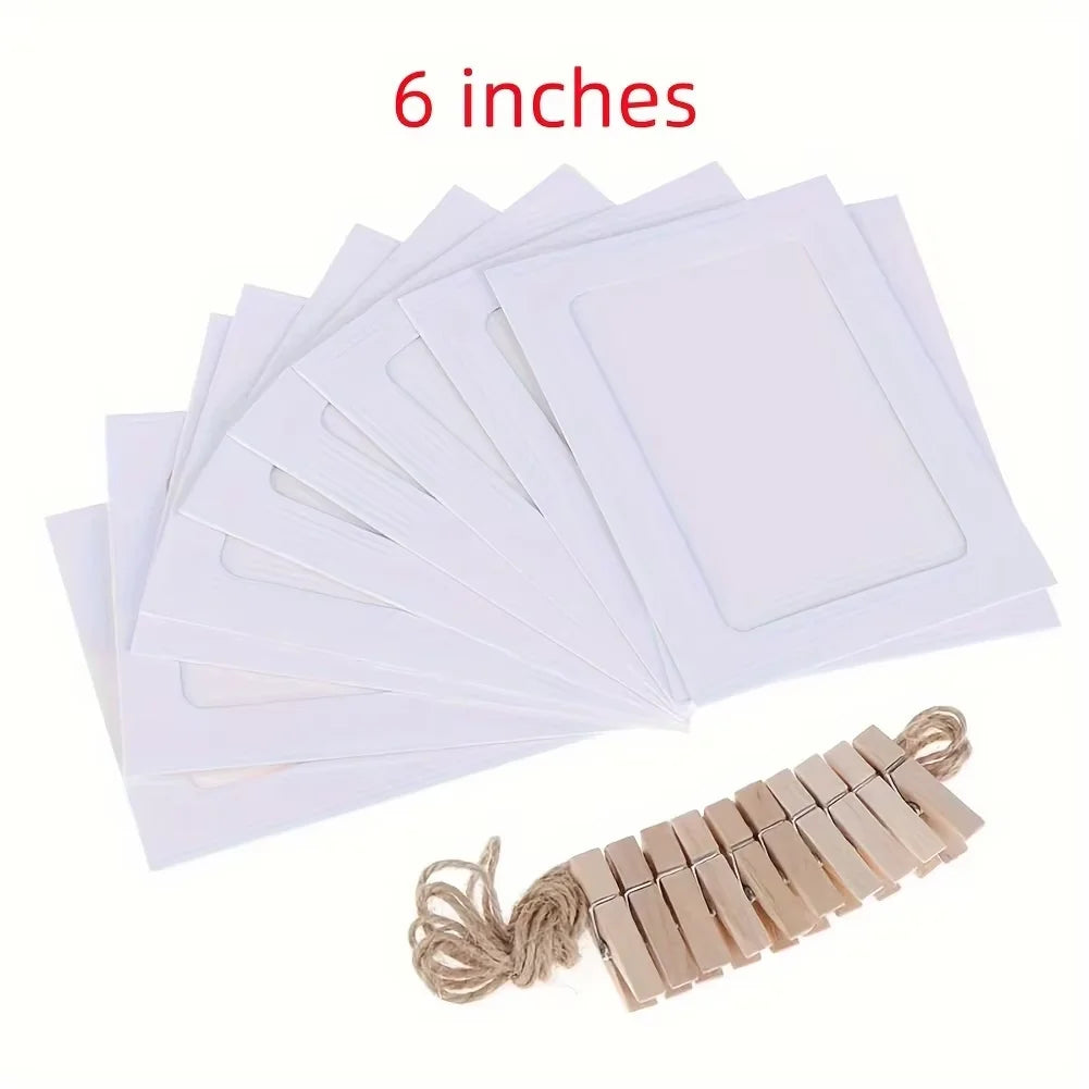 cadres photo carton noir marron blanc pinces bois suspension mur decorative rustic minimaliste