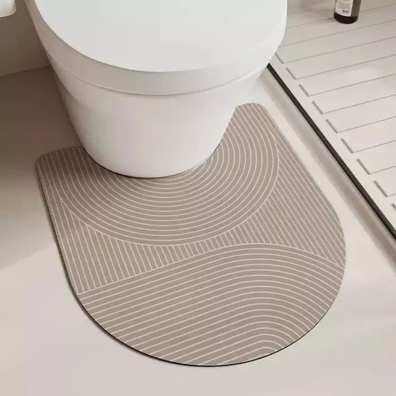 tapis toilette moderne gris beige noir motifs géométriques anti dérapant rapide absorbant