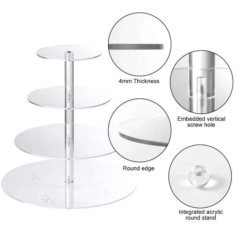 support cupcakes transparent moderne niveaux vis verticales grille 4mm epaisseur acrylique respectueux environnement