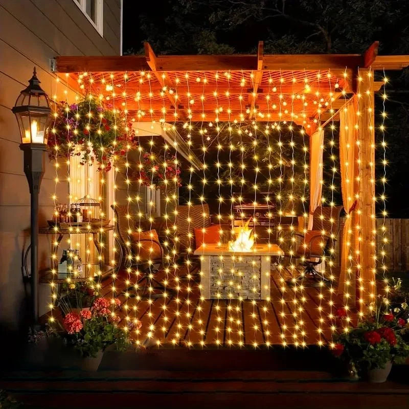 Guirlande lumineuse LED rideau vert pour décoration