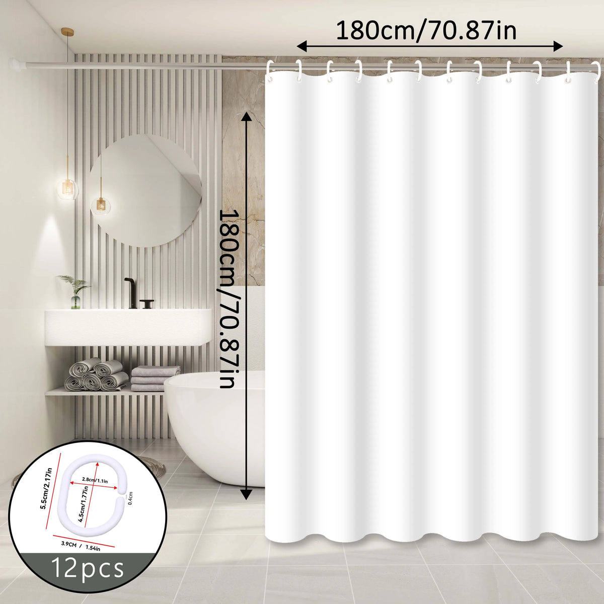 rideau douche blanc minimaliste moderne opaque éva respectueux environnement