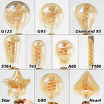 ampoules led transparentes spirale dorée vintage opalescentes rétro filaments e27 4w a60 st64 t45
