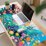 tapis souris fleurs colorées moderne bleu vert rose jaune blanc abstrait gaming bureauDecoration
