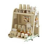 chariot rangement moderne tiroir roulettes porte serviettes porte verres porte bouteilles porte cuillères beige
