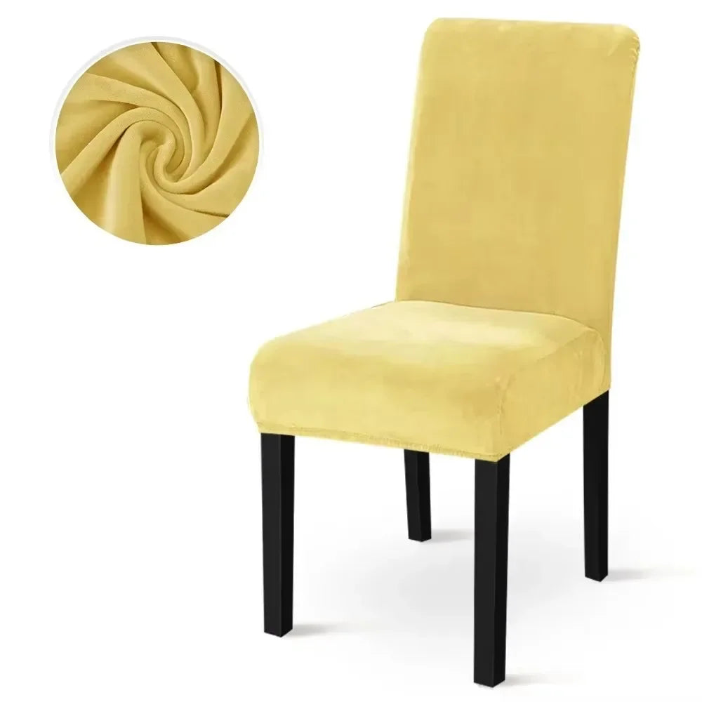 housse chaise velours doux moderne élastique beige gris ajustée chaise mariage banquet