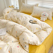 Parure de lit 4 pièces housse de couette taies d'oreiller drap plat pour lit 160x200 cm