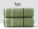 serviettes bain polaire rayures vert gris rose absorbantes épaisse toilette classique domestique