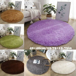 tapis rond doux fourré couleur unie moderne rose marron vert violet beige