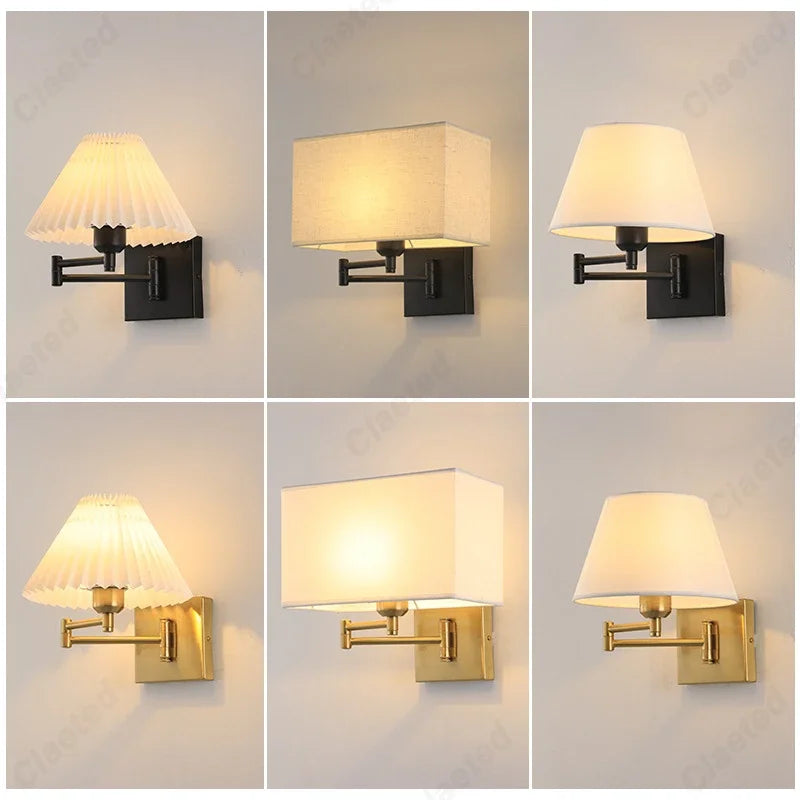 Lampes murales modernes or noir abat jour plissé élégants éclairage chambre salle manger