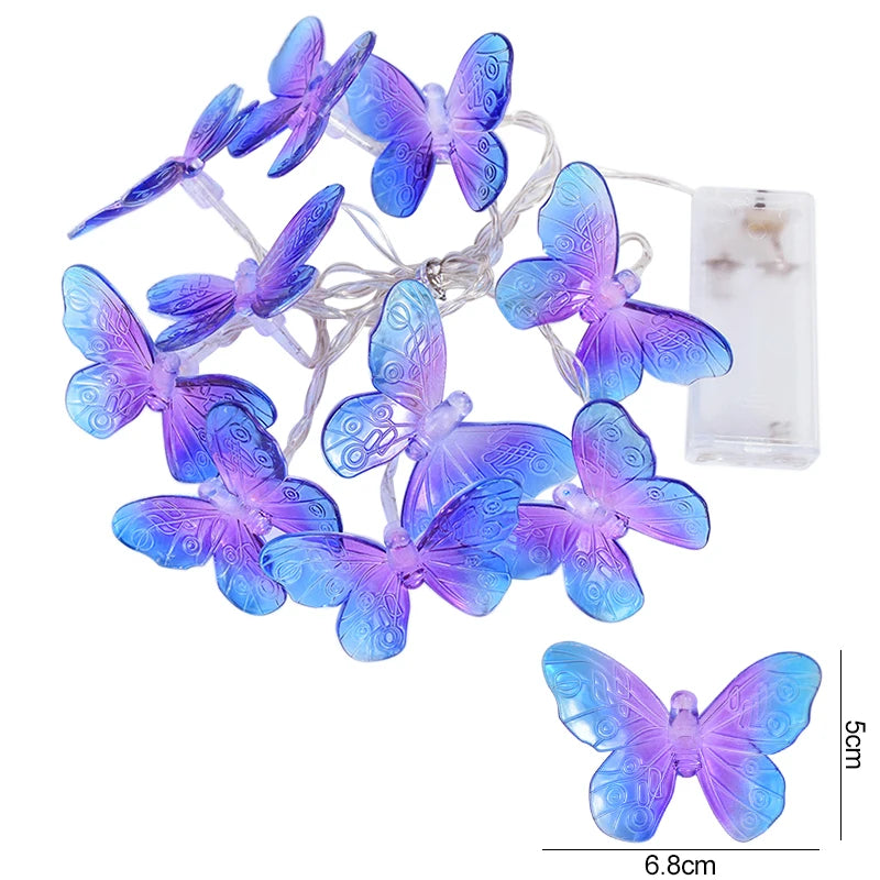guirlande lumineuse papillons transparents violet bleu vert rose anniversaire mariage noël féerique
