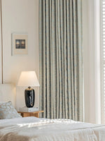 rideau classique bleu clair fleurs dorées occultant polyester chambre salon maison luxe épais épais