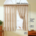 rideau polyester texture lin classique beige clair opacité ruban fixation pompons chambre cuisine