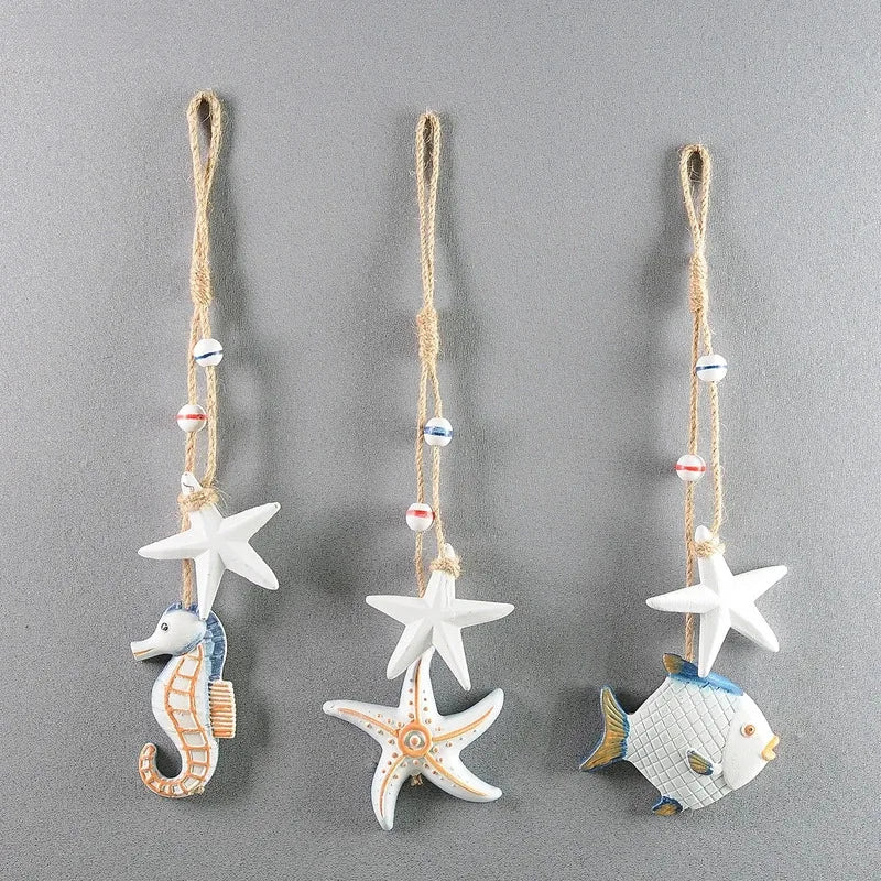 décoration murale artisanale hippocampe poisson coquillages étoile mer marine enfant chambre