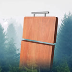 planches découper bois marron grain lisse moderne rustique anti moisissure poignée métallique couteau concombre