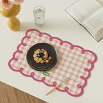 tapis table bleu clair rose jaune carreaux géométrique vintage rustique adhésif moderne rectangle