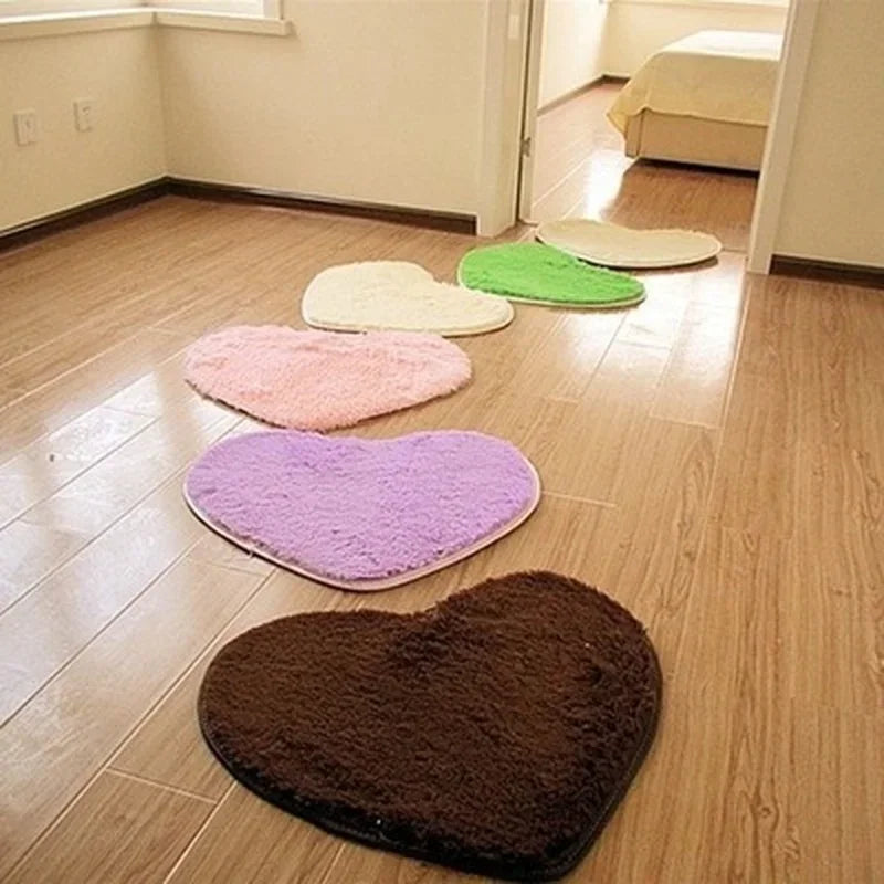 tapis forme cœur doux violet moderne 30x40cm antidérapant bain salon