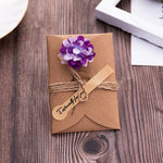 cartes voeux vintage enveloppes fleurs artificielles ruban jute anniversaire mariage noel retraite