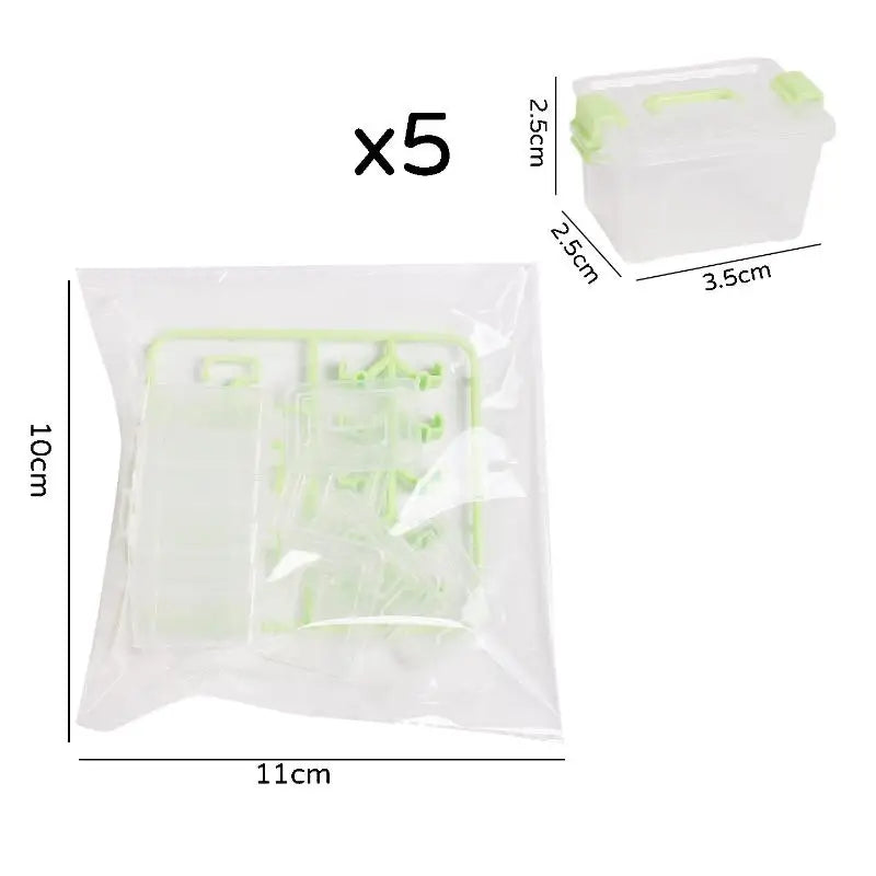 boîtes rangement transparentes accessoires poupées poignées couleurs modernes pratiques portables petits objets
