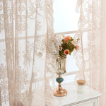 rideau floral transparent polyester beige clair classique décoration intérieure chambre
