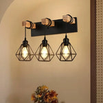 applique murale industrielle triple ampoule noir bois clair vintage mur trois lumières