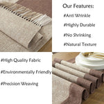 table cheminement lin naturel patchwork beige marron classique maison festif deco