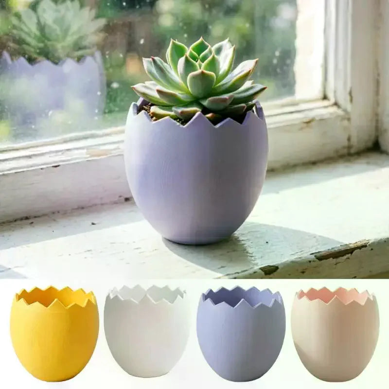 cache pot moderne jaune rose violet oeufs cassés plastique décoration intérieure ornement