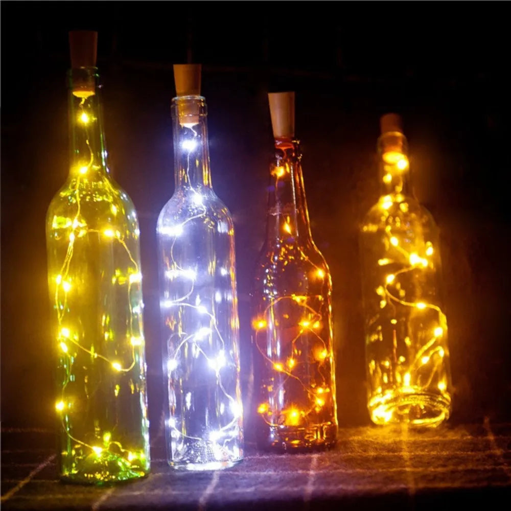 lumières led bouteilles multicolore fil cuivre transparents blanc chaud fête noël