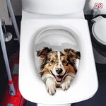 cache wc blanc animaux 3d adhésif ecureuil chat papillons