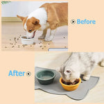 tapis nourriture animaux gris vert orange rouge chat moderne pratique