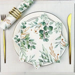 serviettes table motif feuilles vert doré moderne élégantes pack 20 pièces restaurant