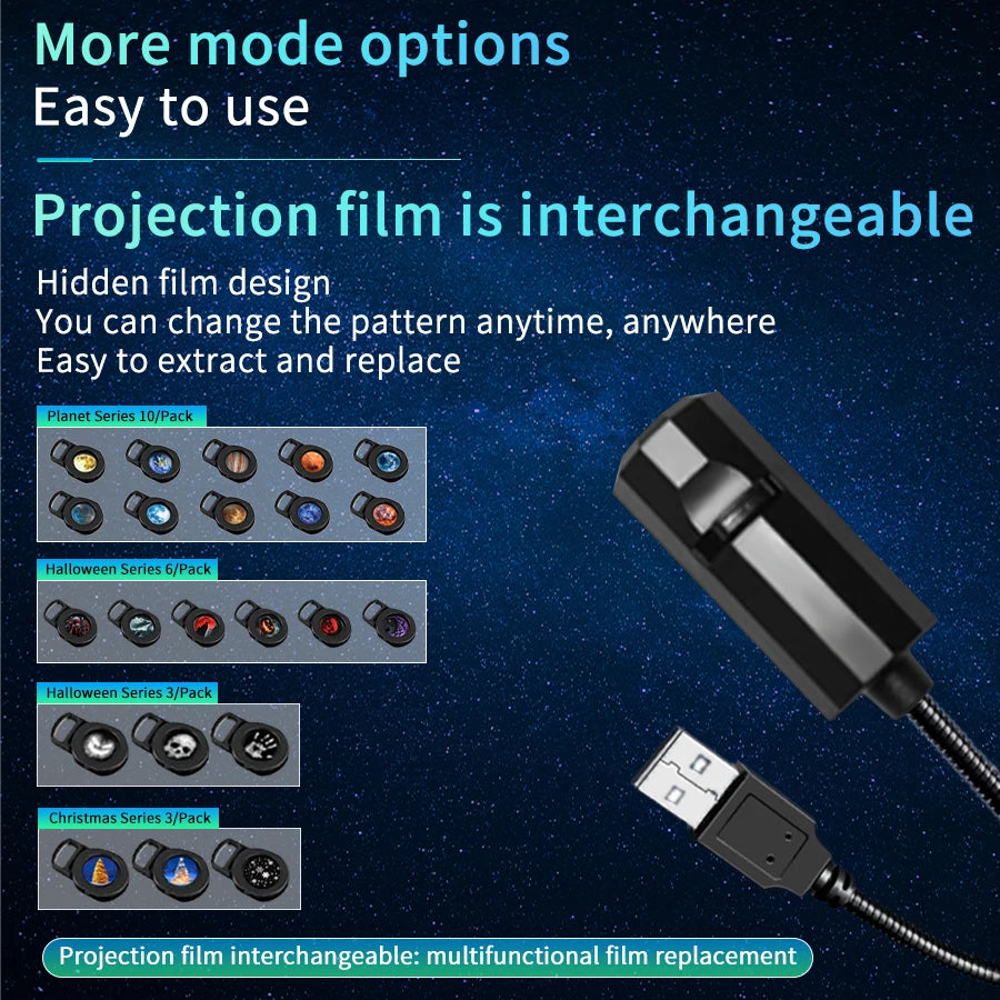 projecteur étoiles usb led lampe veilleuse nuit moderne ambiance halloween noël vacances chambreextérieur