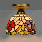 Lampe art déco mosaïque motifs floraux or marron bleu verte vintage chambre salon entree