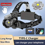 lampe frontale rechargeable led super lumineuse pêche camping sensor headlamp haute puissance