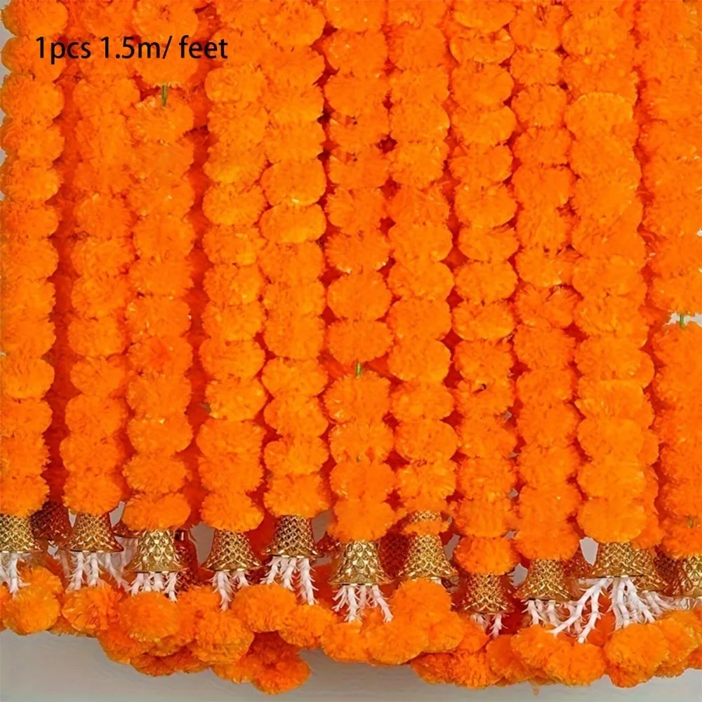 guirlande fleurs artificielles jaunes oranges décoration événement festive indienne lumière led