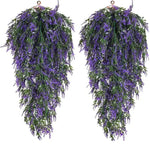 guirlande artificielle fleurs violettes feuilles vertes moderne extérieure accrochée chaîne métallique décoration jardin mariage