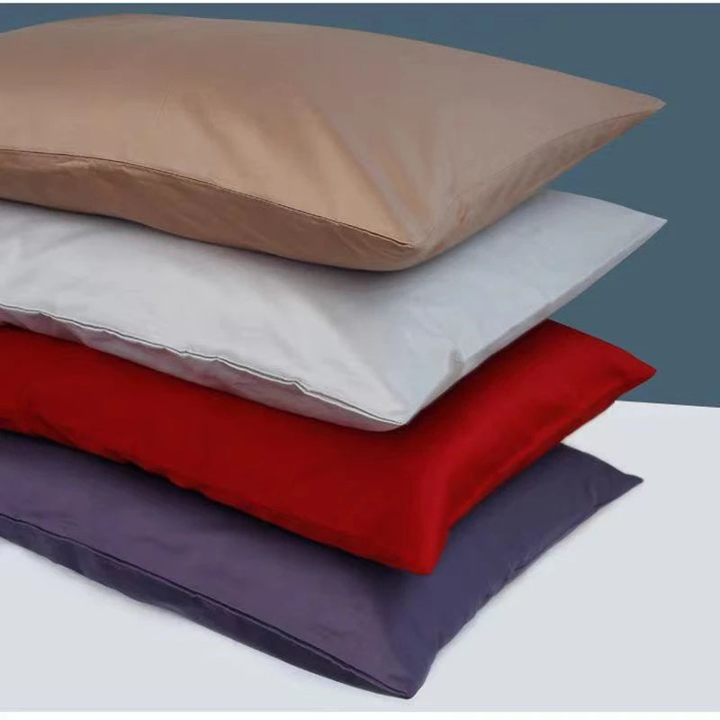 taies d'oreiller coton unies 50x90cm bleu clair moderne non toxique écologique adhésif maison hospitalière