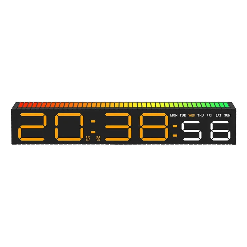horloge led moderne réveil numérique lumière ambiance barre rythmique couleur réglable