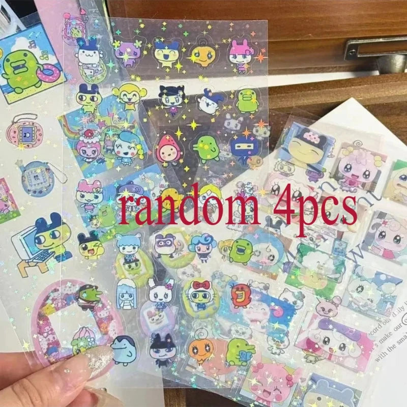 sticker anime rose bleu jaune gris adhésif cartoon mignon décoration téléphone portable jouet cadeau