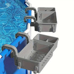 panier rangement piscine hors sol gris bleu feuilles étoiles opaque clipsable bouteilles canettes serviettes