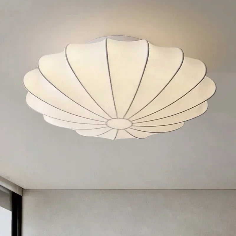 lampe moderne soie blanc rayures coquillage lumières 10 15m²