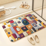 tapis bain moderne motifs géométriques multicolores doux antidérapant polyester salle bain maison