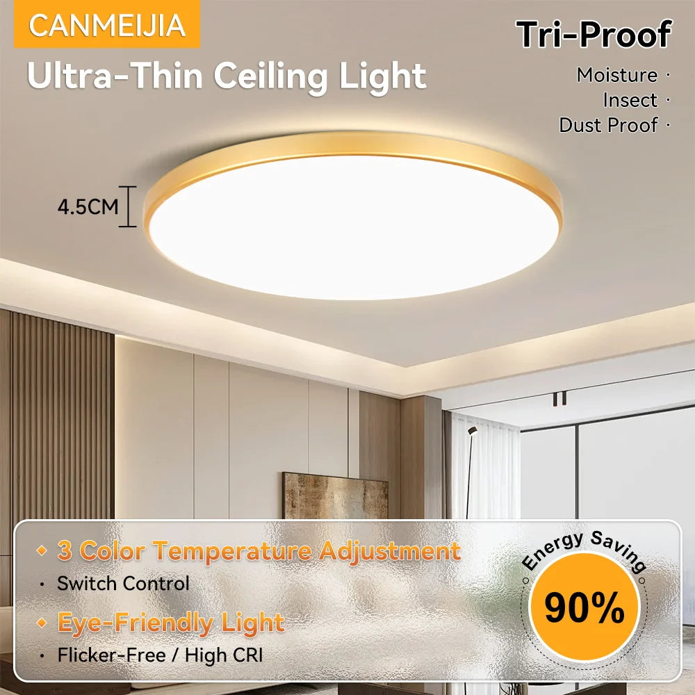 lampe led moderne blanc doré ajustement trichromatique économie énergie