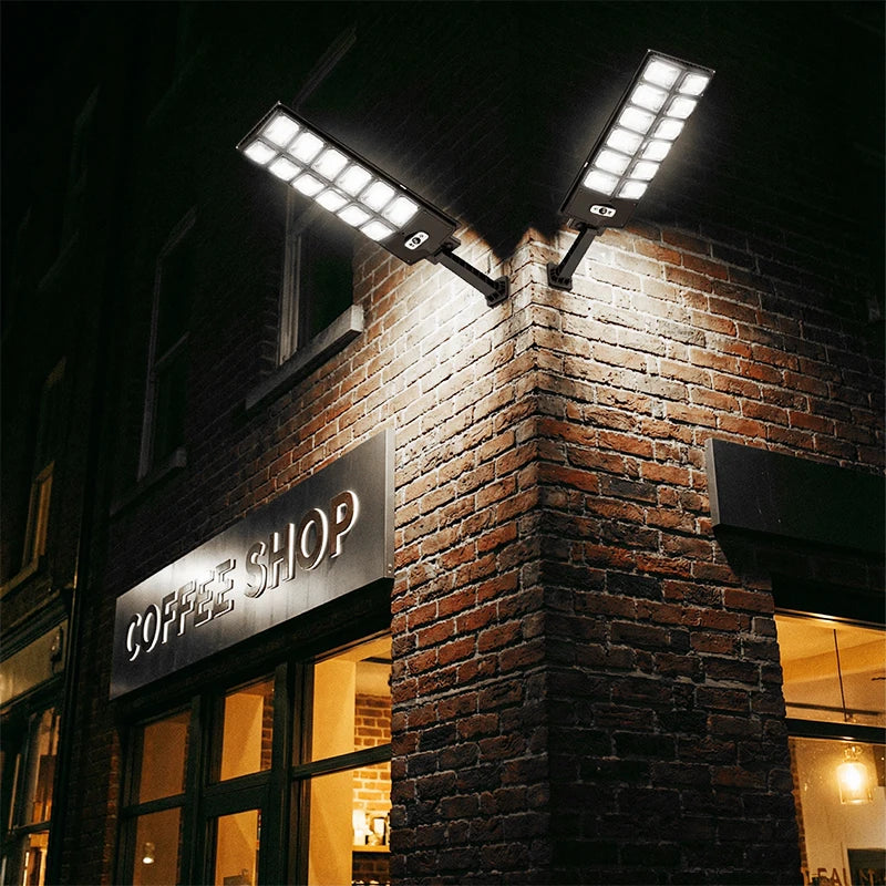 lampadaire solaire détecteur mouvement 18 leds moderne noir jaune télécommande ip65 abs