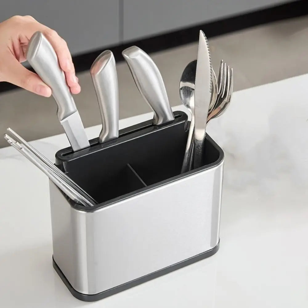 rangement couverts acier inoxydable couteaux fourchettes cuillères baguettes éponges moderne minimaliste imperméable anti rouille